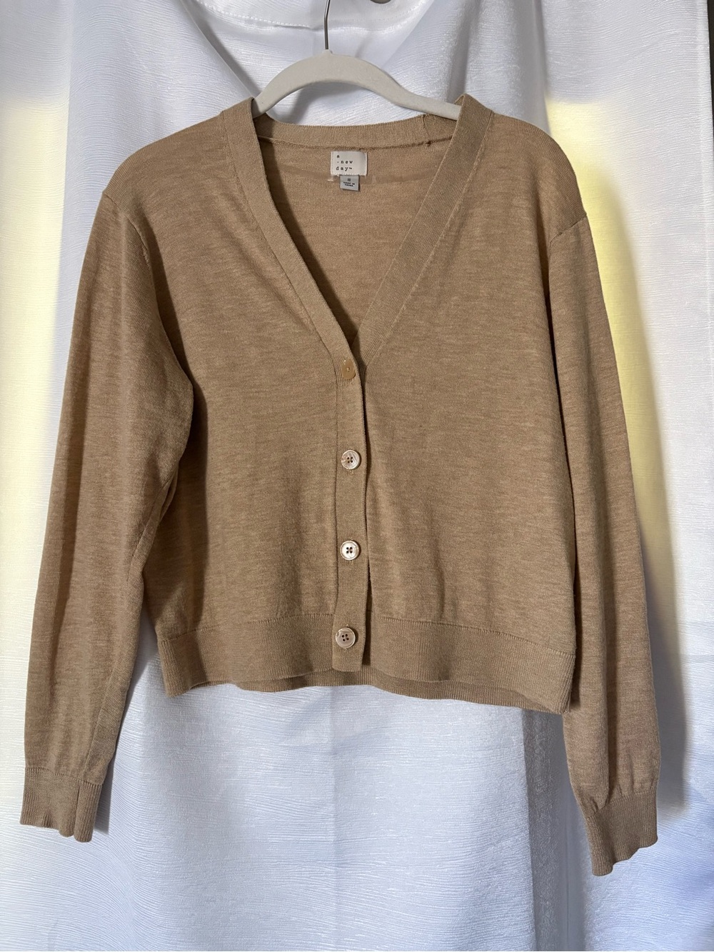 a new day Cropped Cardigan in Camel